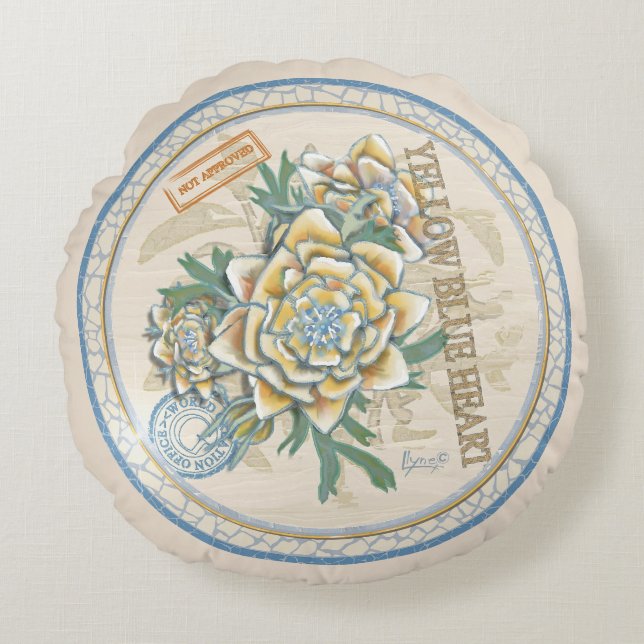 Coussins Ronds G Bureau de la création Fleur jaune (Devant)