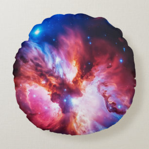 Coussins Ronds Galaxie Nébuleuse Colorée Étoiles Spatiales Univer