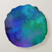 Coussins Ronds Galaxy Paint Splatt, effet Bleu vert (Dos)