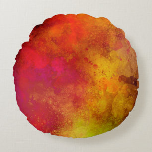 Coussins Ronds Galaxy Paint Splatt, effet Rouge Jaune