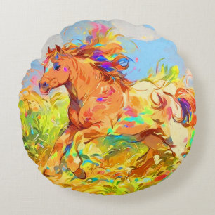 Coussins Ronds Galloping Pony - Art du livre pour enfants