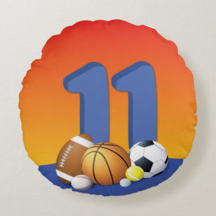 Coussins Ronds Garçon 11e anniversaire Sports Balls