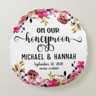 Coussins Ronds Garde lune de miel florale personnalisée