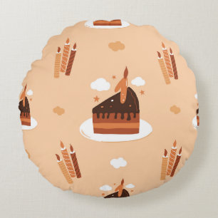 Coussins Ronds Gâteau d'anniversaire fantaisiste et bougies motif