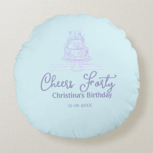 Coussins Ronds Gâteau d'anniversaire quarante ans félicitations b