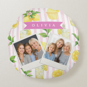 Coussins Ronds Gaufrette de cupcake personnalisée à l'aquarelle e