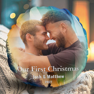 Coussins Ronds Gay Notre Première Photo de Vacances Aurores Boréa