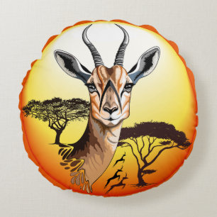Coussins Ronds Gazelle Antelope africaine animal sauvage