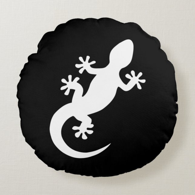 Coussins Ronds Gecko noir et blanc (Devant)