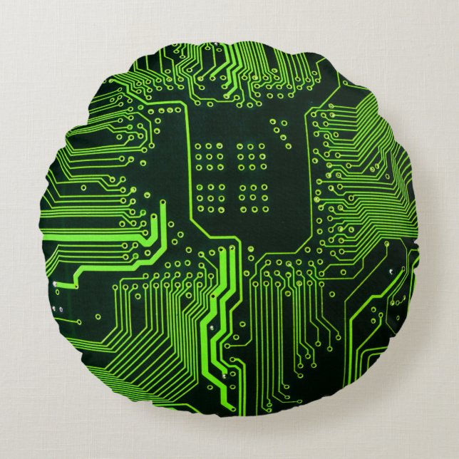 Coussins Ronds Geek de la carte de circuit électronique Nerd PCB  (Devant)
