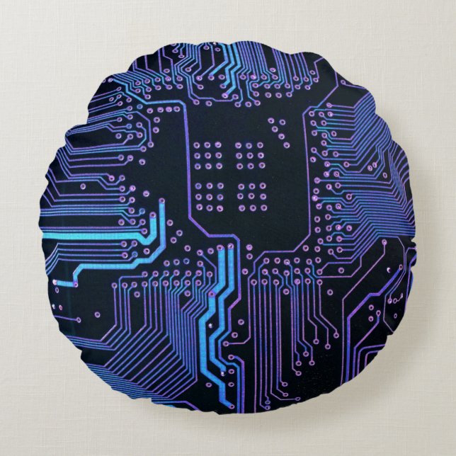Coussins Ronds Geek Sortie carte de circuit électronique Nerd PCB (Devant)