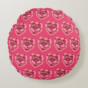 Coussins Ronds Gemini Zodiac Coquette Coeur gâteau d'anniversaire