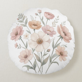 Coussins Ronds Gentle Anemone Bouquet Watercolor Softness