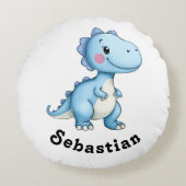 Coussins Ronds Géométrie en dinosaure bleu (Devant)