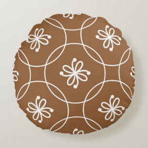 Coussins Ronds Géométrique florale : motif d'art vintage.
