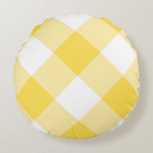 Coussins Ronds géométrique jaune et blanc