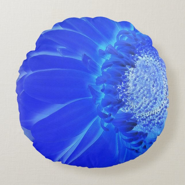 Coussins Ronds gerbera bleu électrique (Devant)
