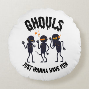 Coussins Ronds Ghouls veut juste s'amuser - Éffrayante pilule d'H