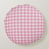 Coussins Ronds Gingham Initial Personnalisé Rose Bébé (Dos)
