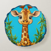 Coussins Ronds Giraffe De Cartoon Adorable Avec Bambou (Dos)