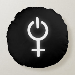 Coussins Ronds Girl Power Electronic Symbole pour Gamer Female Si