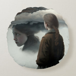 Coussins Ronds Girl with clouds