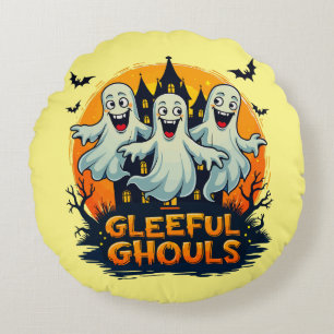 Coussins Ronds Gleeful Ghouls Fun Halloween Ghost Artwork