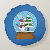 Coussins Ronds Globe de neige avec Snowman et Pine Tree (Dos)