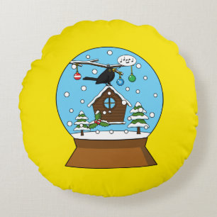 Coussins Ronds Globe des neiges avec chant Blackbird