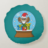 Coussins Ronds Globe des neiges avec Chouette du Père Noël (Dos)