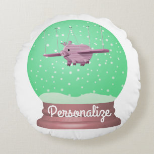 Coussins Ronds globe neigeux de cochon volant