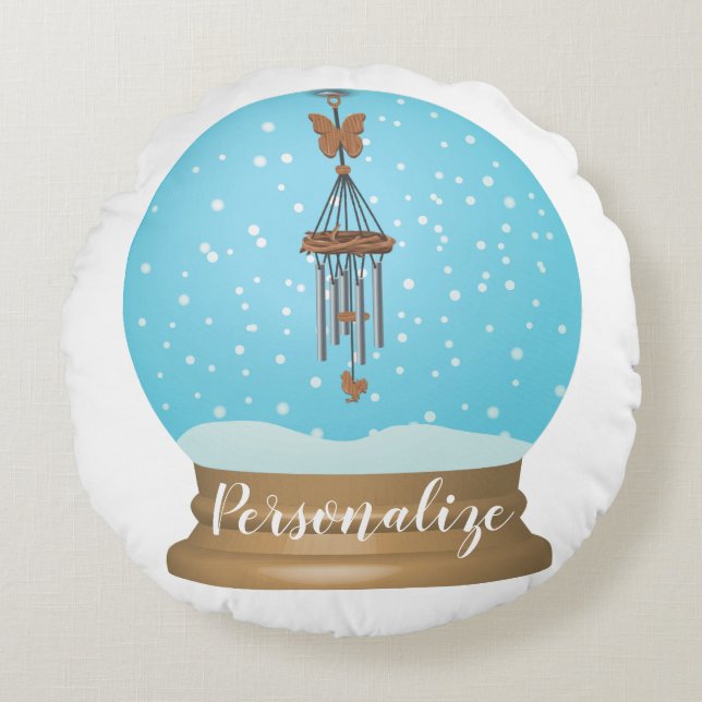 Coussins Ronds globe neigeux de papillon (Devant)