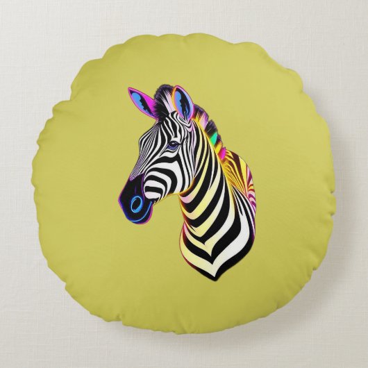 Coussins Ronds Glow Neon Zebra (Devant)