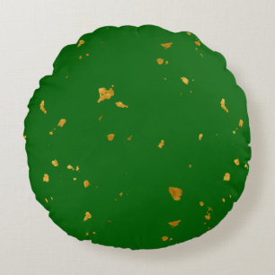Coussins Ronds Gold Flakes sur Emerald Green