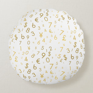 Coussins Ronds Gold Luxury Numéros & Devise Symboles Motif