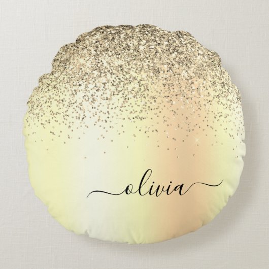Coussins Ronds Gold Parties scintillant Girly Luxe Moderne Monogr (Devant)