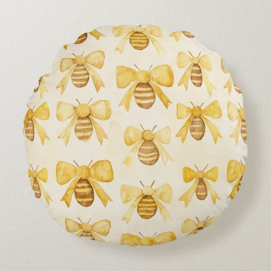 Coussins Ronds Gold Yellow Honey Bees Honey Combs (Devant)