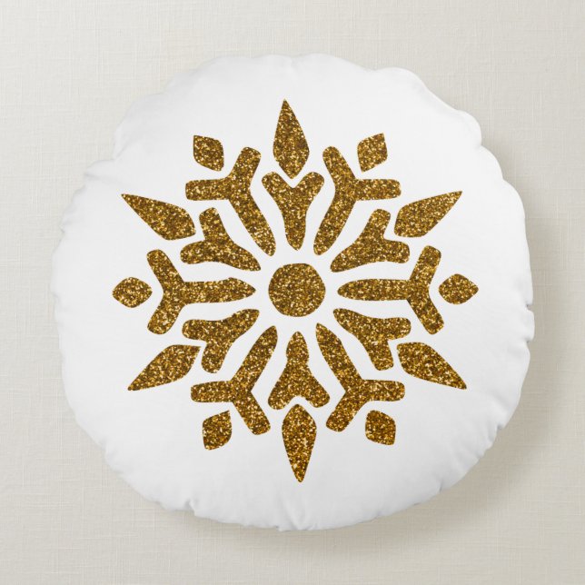 Coussins Ronds Golden Christmas Snow Star (Devant)