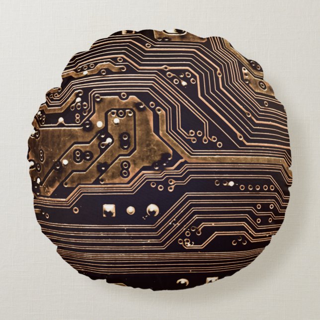 Coussins Ronds Golden circuit board. Electronic computer hardware (Devant)