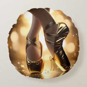 Coussins Ronds Golden Elegance : Chaussures Ballerina sur Gold Bo
