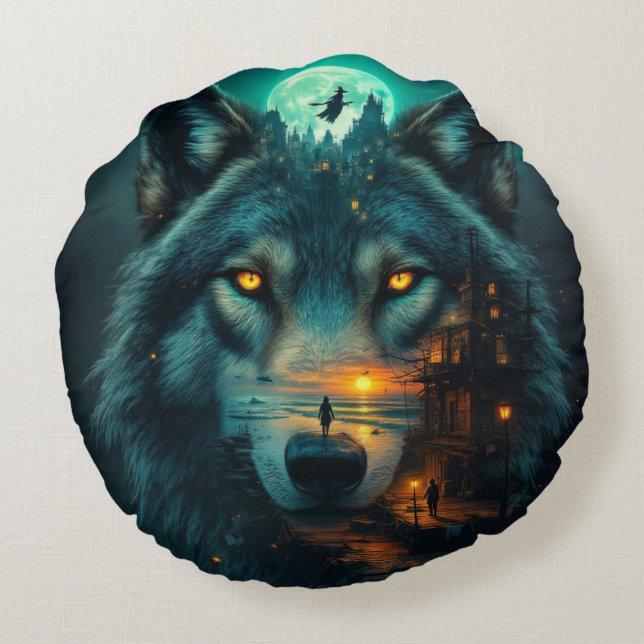 Coussins Ronds Golden Honey Wings & Wolf (Dos)