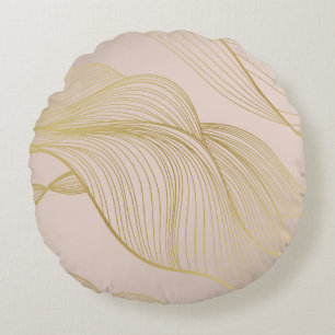 Coussins Ronds Golden Lines : Luxury Vintage Motif.