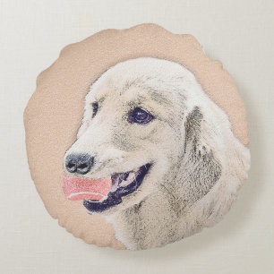 Coussins Ronds Golden Retriever avec Tennis Ball Peinture Chien A