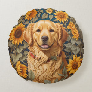 Coussins Ronds Golden Retriever Chien Dans Le Terrain De Tourneso