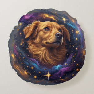 Coussins Ronds Golden Retriever par Whimsical Cosmos