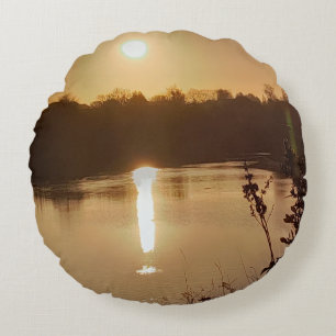 Coussins Ronds Golden River Sunset Serenity Embrasser