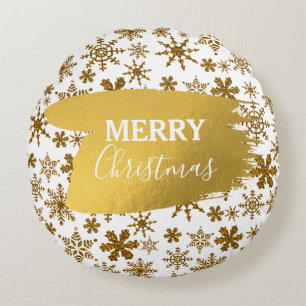 Coussins Ronds Golden Sparkling Snow Merry Christmas