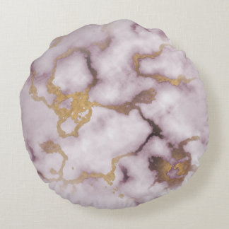 Coussins Ronds Golden Vein Marble  Blush Aura  Throw Pillows