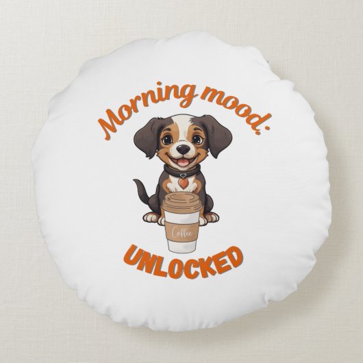 Coussins Ronds Good Vibes & Café - Artwor numérique de marionnett (Dos)