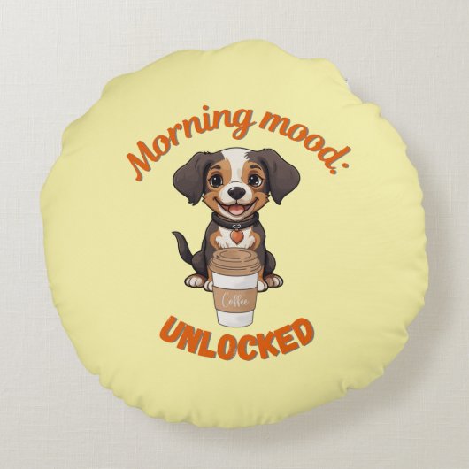 Coussins Ronds Good Vibes & Café - Artwor numérique de marionnett (Dos)